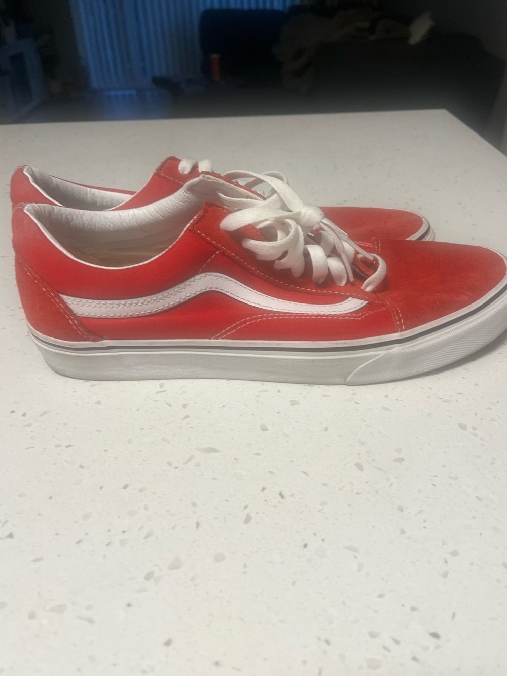 Vans Red and White Old Skool Low Top Sneakers - men’s
